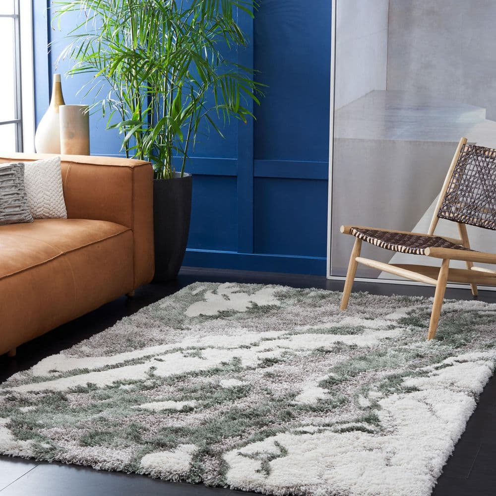 Horizon Shag 3 ft. x 5 ft. Gray/Green Abstract Marble Area Rug price history on PriceWatchPro
