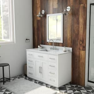 Dexterity 48 in. W x 22 in. D x 34 in . H Oak Vanity with Rectangular Undermount Sink - White with White Top