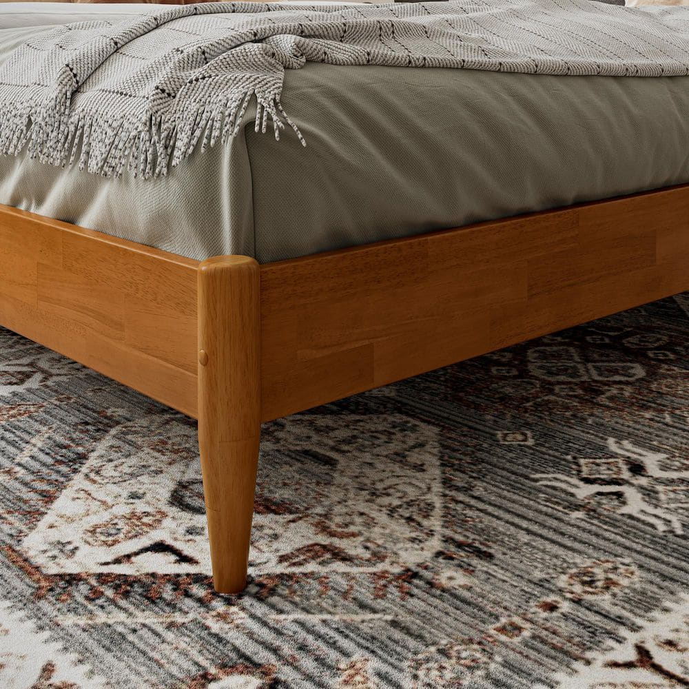 Aria Light Toffee Queen Wood Platform Bed with USB Ports