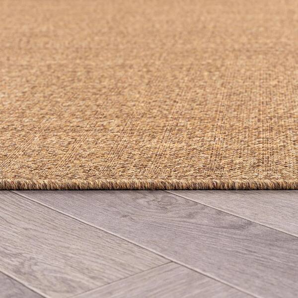 Diamond Grid Natural/Jute Easy-Care Indoor/Outdoor Flat Woven 2 ft. 3 in. x 8 ft. Natural Area Rug