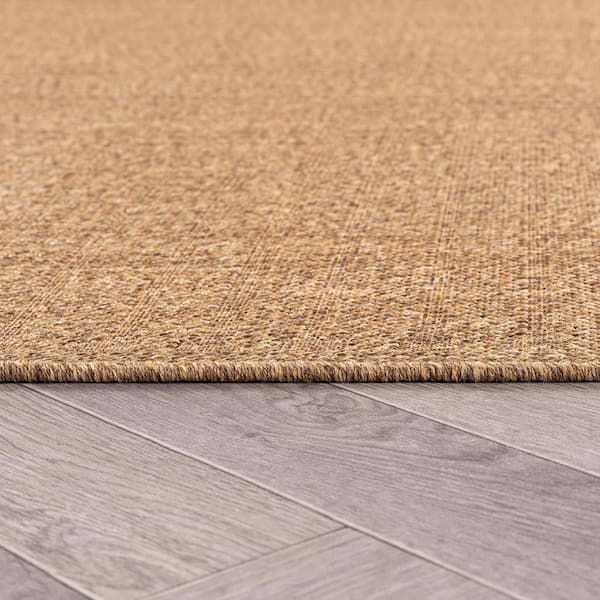 Diamond Grid Natural/Jute Easy-Care Indoor/Outdoor Flat Woven 4 ft. x 6 ft. Natural Area Rug