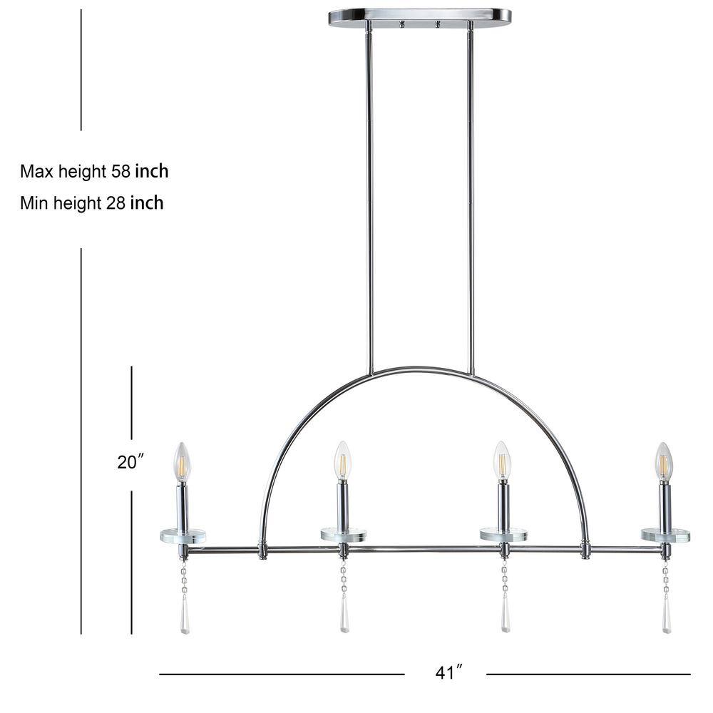 Doris Contemporary Chrome 41" LED Linear Pendant with Crystal Accents