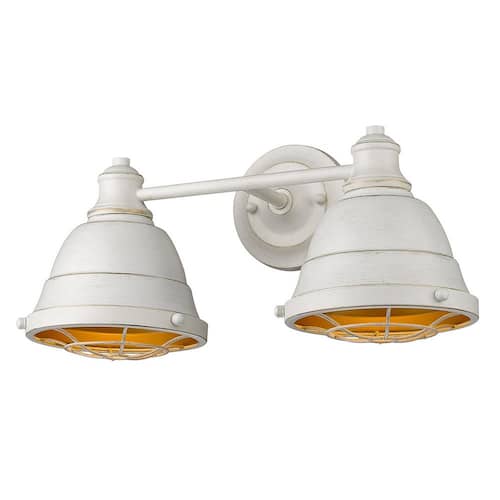 Bartlett 2-Light French White Bath Vanity Golden Lighting Vanity Lighting