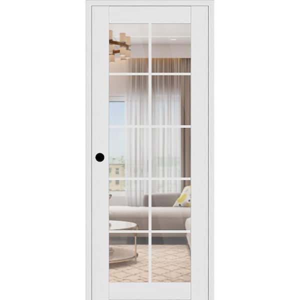 Paola 10Lite DIY-Friendly 36 in. x 80 in. Clear Glass Right-Handed Bianco Noble Wood Single Prehung Interior Door