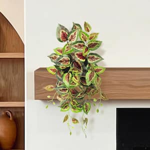 24 in. Green Red Artificial Coleus Ivy Leaf Vine Hanging Plant Greenery Foliage Bush