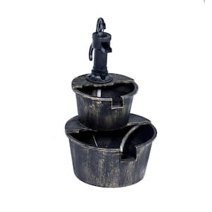 27 in. Bronze Resin Barrel Outdoor Freestanding Fountain Type