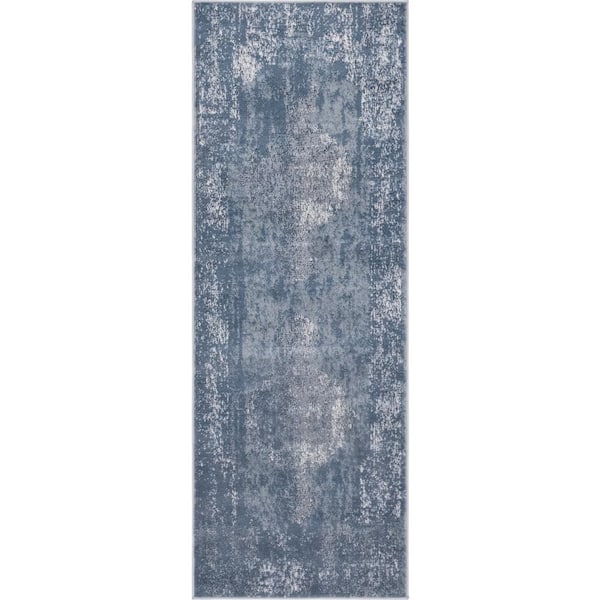 Unique Loom Portland Woodburn Blue 2 ft. 2 in. x 12 ft. Runner Rug