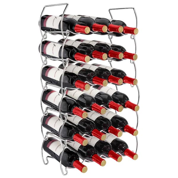 Sorbus 6-Tier Stackable Wine Rack - Classic Style Metal Wine Racks - Hold 24-Bottles Silver