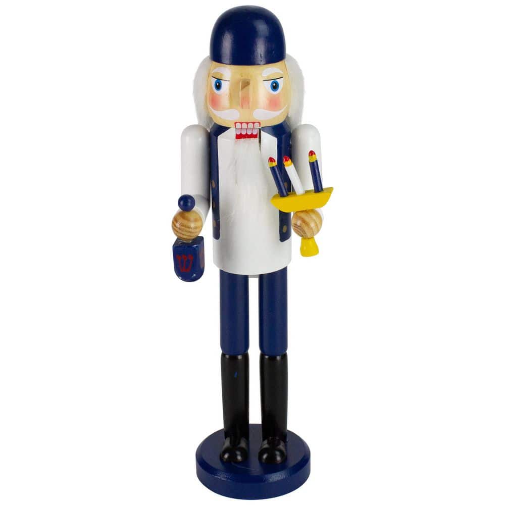 "14"" Blue and White Wooden Hanukkah Nutcracker with Dreidel and Menorah" price history on PriceWatchPro