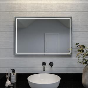 Claremore 24 in. W x 36 in. H Rectangular Frameless Silver Mild Steel Wall Mount LED Bathroom Vanity Mirror
