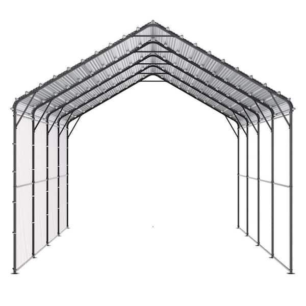 Durable Metal Carport, 12 ft. x 20 ft. Outdoor Shelter with Galvanized Steel Frame & Roof, Garage Tent