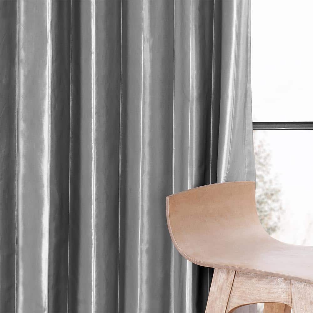 Platinum Blackout Faux Silk Taffeta Curtain Panel, 50W X 120L