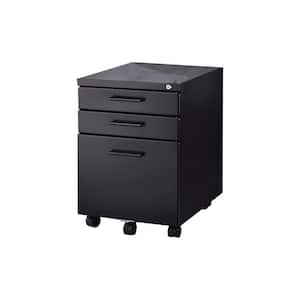 Black Contemporary Style File Cabinet with Lock System and Caster Support
