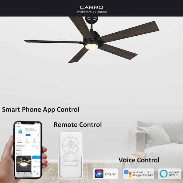 Aspen II 56 in. Dimmable LED Indoor/Outdoor Black Smart Ceiling Fan with Light and Remote, Works with Alexa/Google Home