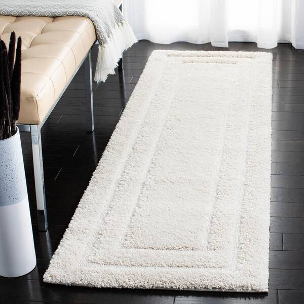 Florida Shag 2 x 19 Creme/Creme Border Runner Rug