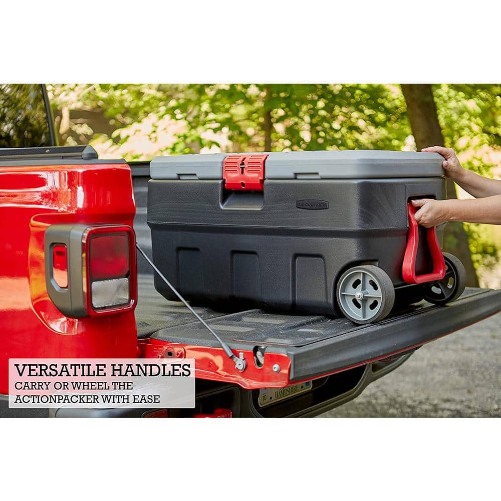Black and Gray 35 Gallon Wheeled Storage Tote with Lid