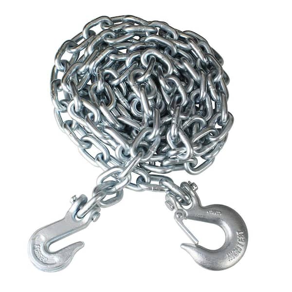 Everbilt 3/8 in. x 14 ft. Grade 43 Zinc Plated Steel Logging Chain with Hooks