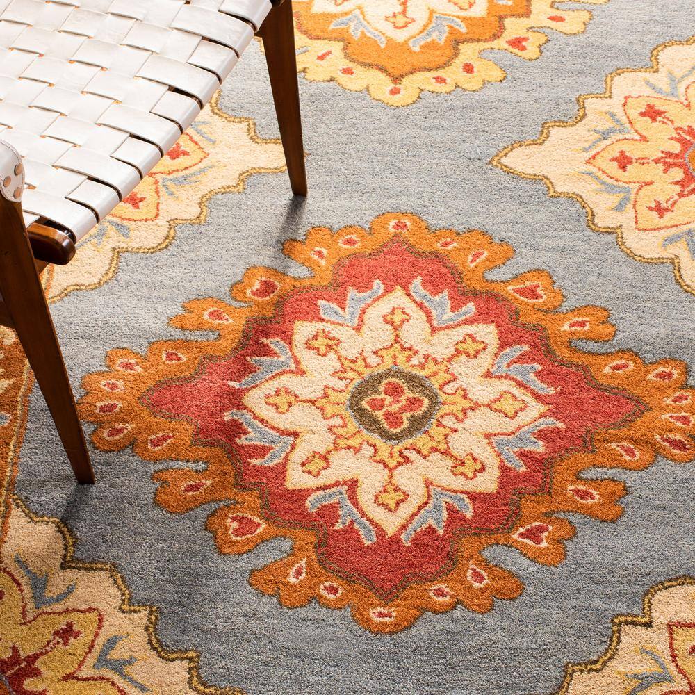 Luxe Heritage Hand-tufted Wool Rectangular Rug in Blue, 6' x 9'