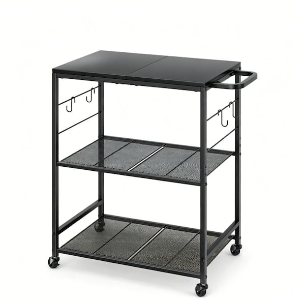 Howe Table Cart 3-Tier Food Prep Rolling Camping Table Cart, Outdoor Grill Cart with ...