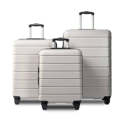 3-Piece White 100% PC Suitcase Hard-Sided Suitcase Set with Double Wheels TSA Lock 20 in. x 24 in. x 28 in.