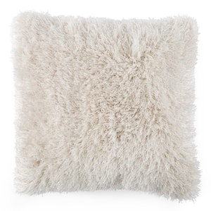 Beige Polyester 24 in. x 24 in. Throw Pillow