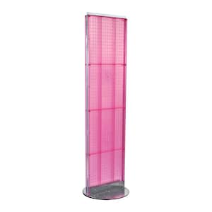 60 in. H x 16 in. W 2- Sided Styrene Pegboard Floor Display on Revolving Base in Pink
