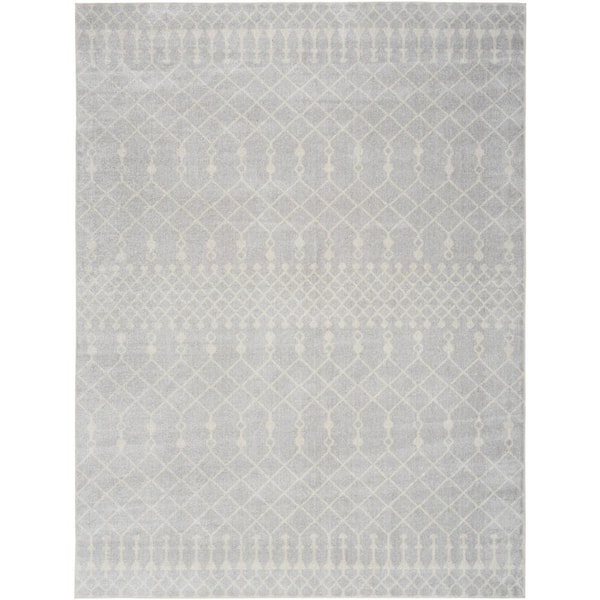 Nourison Astra Machine Washable Grey 7 ft. x 9 ft. Moroccan Transitional Area Rug