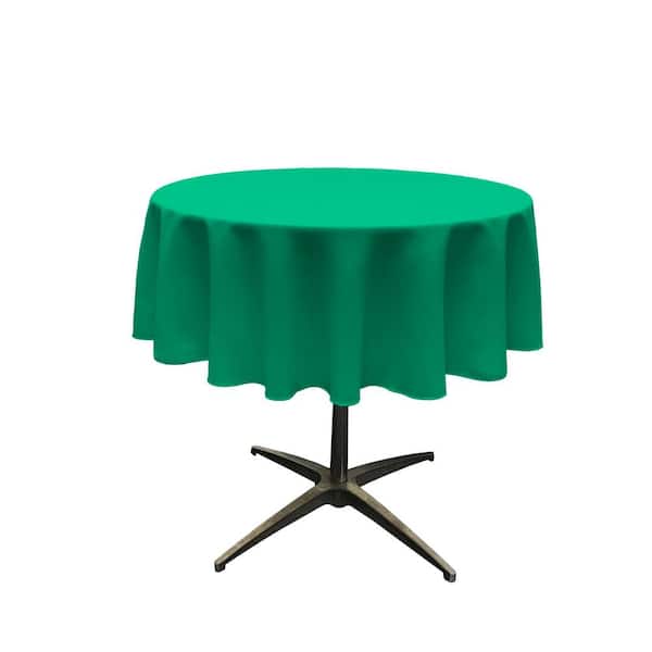 LA Linen 51 in. Round Jade Polyester Poplin Tablecloth