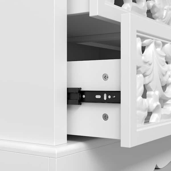 FUFU&GAGA White Finish 66.1 in. Accent Storage Cabinet with 5
