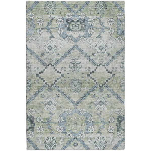 Dream Shag Premium Machine Washable Abstract ADS841 Aloe 9 ft. x 12 ft. Area Rug
