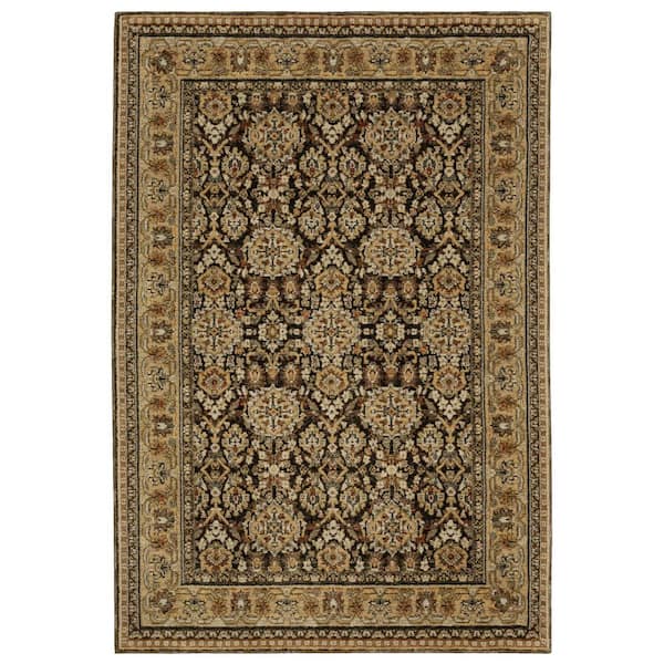 8 ft. x 11 ft. Blue, Gold Oriental Washable Area Rug