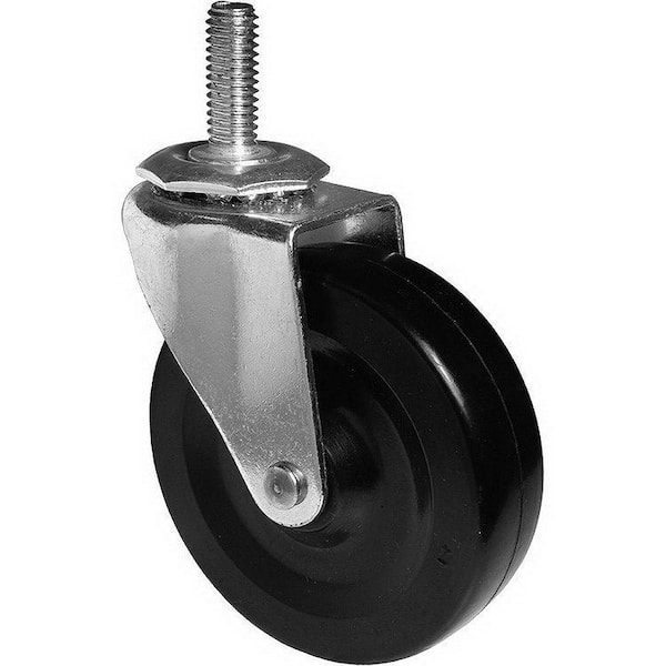 Richelieu Hardware 3-15/16 in. (100 mm) Black and Zinc Non-Braking Swivel Stem Caster with 132 lb. Load Rating