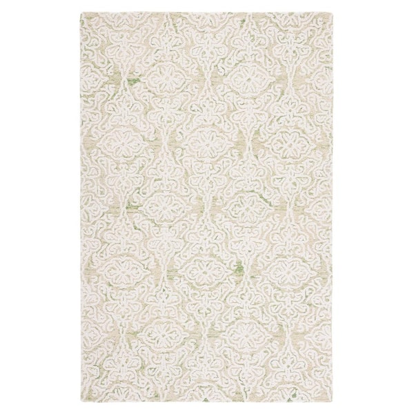 SAFAVIEH Blossom Light Green/Ivory 8 ft. x 10 ft. Floral Damask Geometric Area Rug