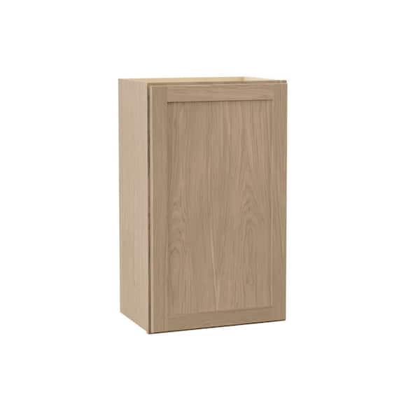 Hampton Bay Sinclair 18 in. W x 12 in. D x 30 in. H Assembled Wall Cabinet in Shaker Light Oak
