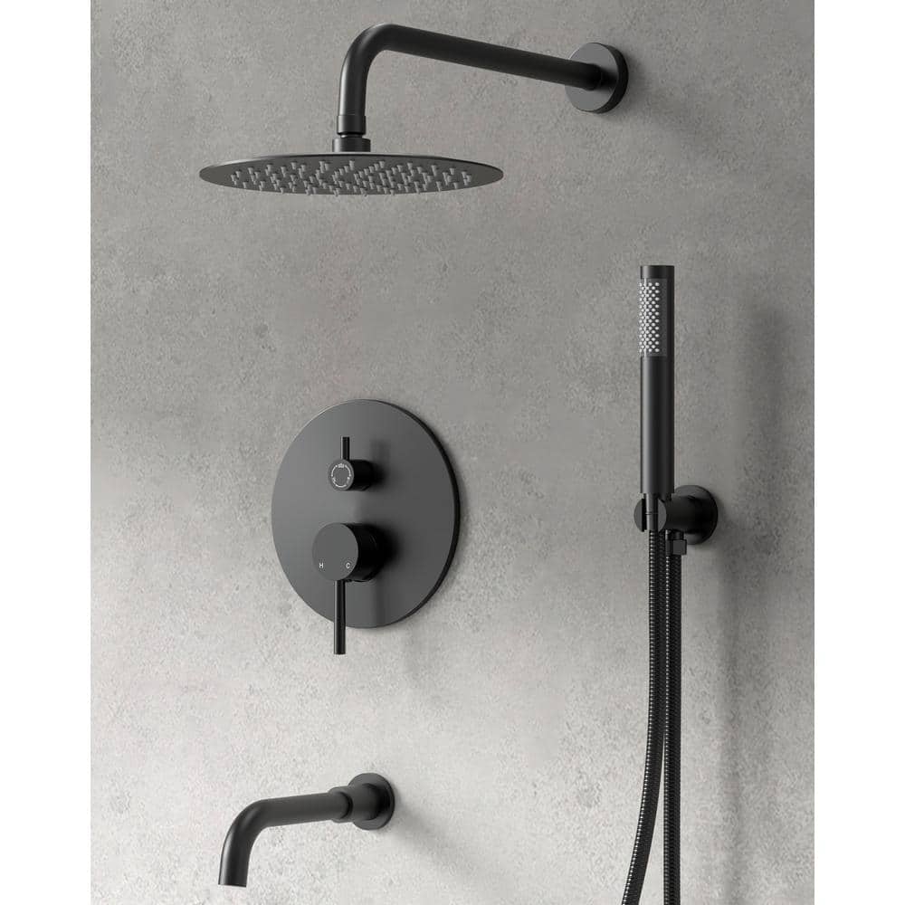 Matte Black Adjustable Rainfall Shower Head Set with Handheld Spray