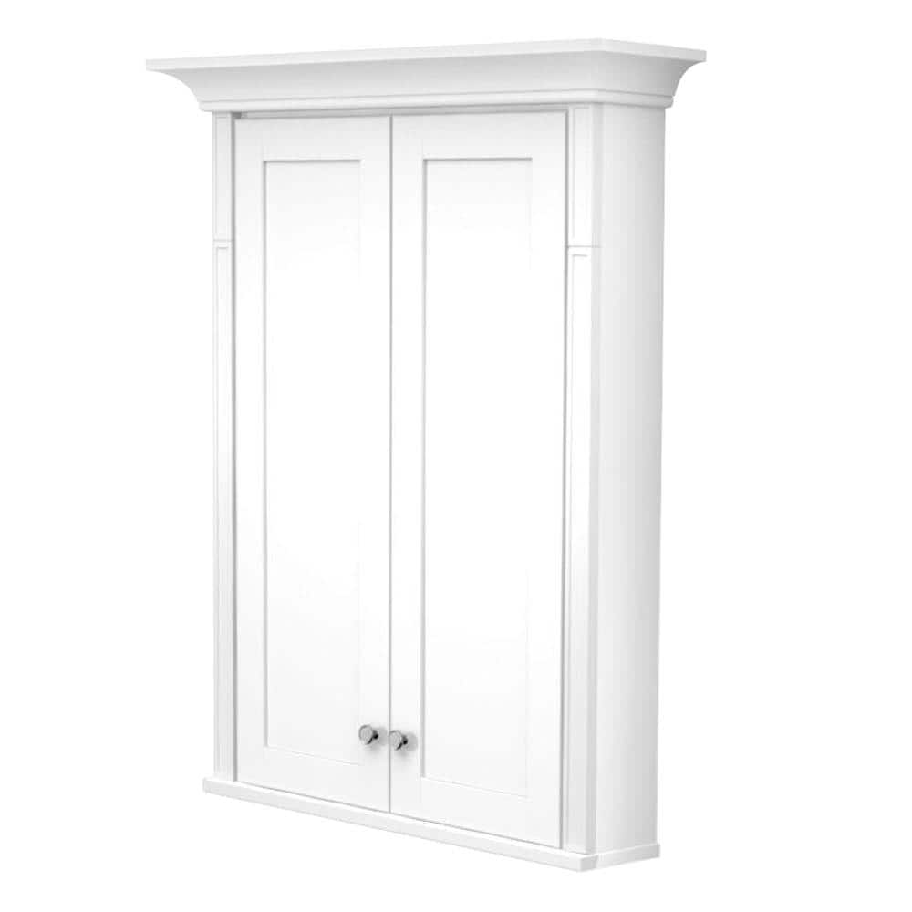 Kraftmaid 27 In W X 36 In H X 4 5 8 In D Bathroom Storage Wall Cabinet With Decorative Accents In Dove White Vw270436s37131sn The Home Depot