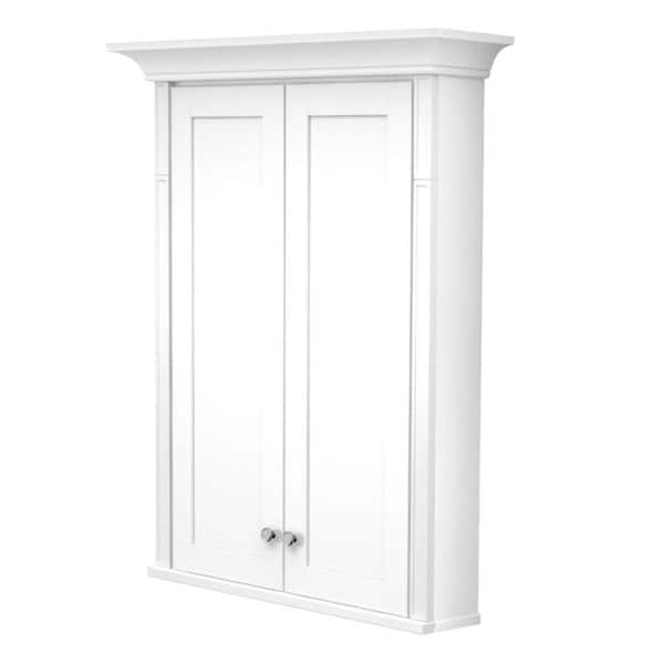 KraftMaid 27 in. W x 36 in. H x 4-5/8 in. D Bathroom Storage Wall Cabinet with Decorative Accents in Dove White