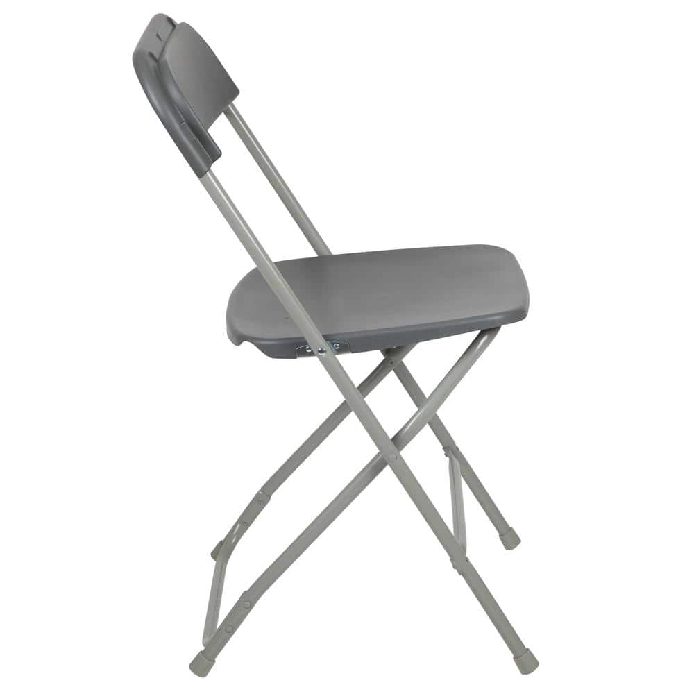 Gray Metal Lightweight Folding Utility Chairs Set of 10