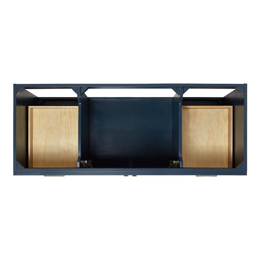 Midnight Blue Freestanding Single Sink Vanity with White Marble Top