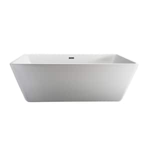 Vaughn 71 in. Acrylic Flatbottom Non-Whirlpool Bathtub in White with Integral Drain