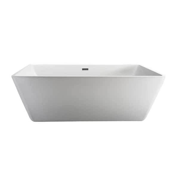 Barclay Products Vaughn 71 in. Acrylic Flatbottom Non-Whirlpool Bathtub in White with Integral Drain