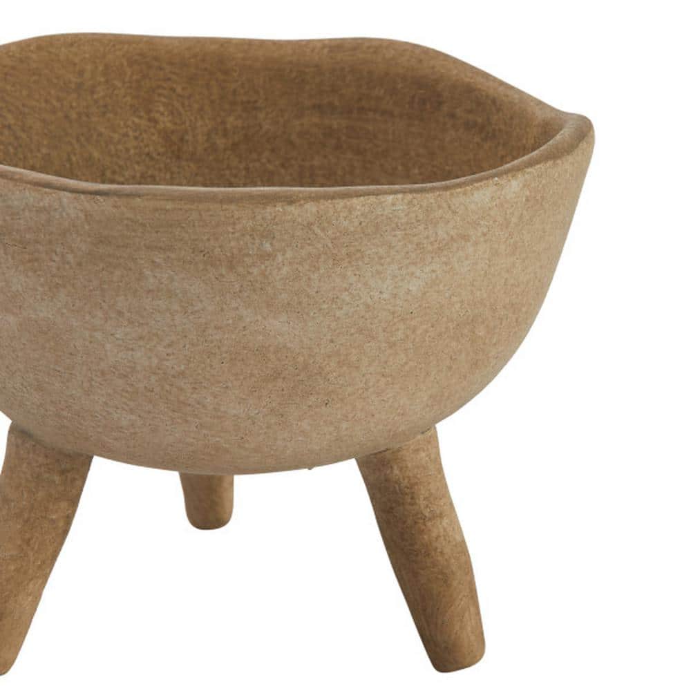 Large Matte Taupe Terracotta Footed Planter