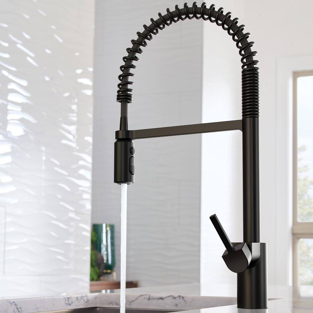 Matte Black Stainless Steel Spring Pulldown Kitchen Faucet