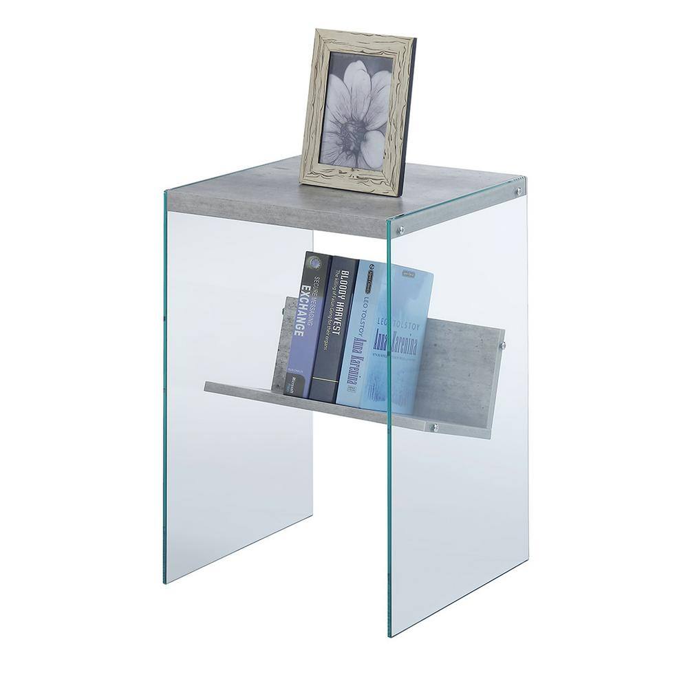 Modern Faux Birch and Glass End Table with Shelf