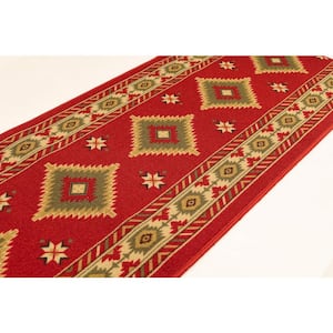 Southwestern Kilim Cut to Size Red Color 26" Width x Your Choice Length Custom Size Slip Resistant Runner Rug