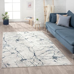 Errica Blue/Gray 5 ft. x 7 ft. Abstract Polyester Area Rug