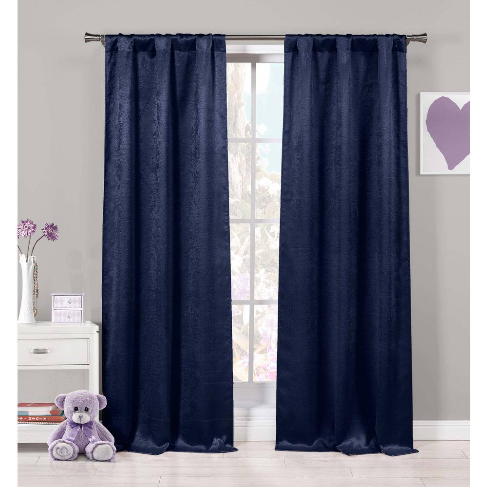 Navy Thermal Rod Pocket Blackout Curtain - 37 in. W x 84 in. L