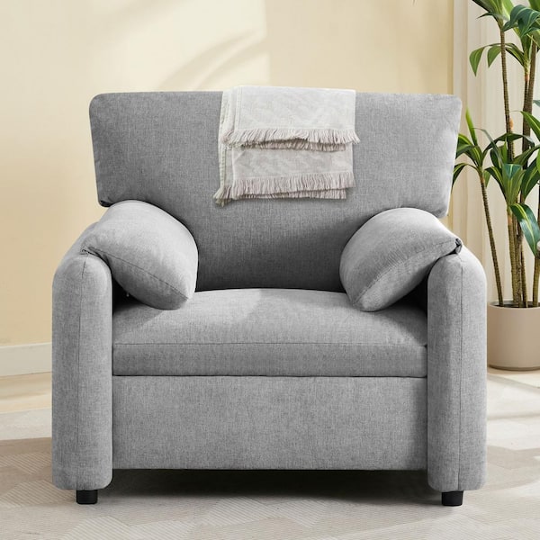39 in. Wide Gray Chenille Oversized Arm Chair Modern Accent Chair Single Sofa Upholstered Lounge Chair Reading Chair