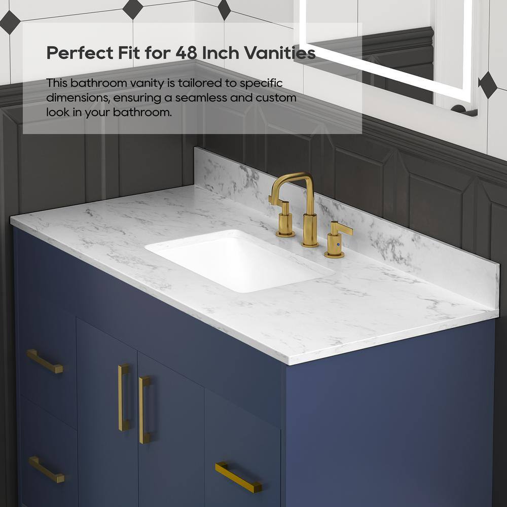 49'' White Engineered Stone Bathroom Vanity Top with Ceramic Sink