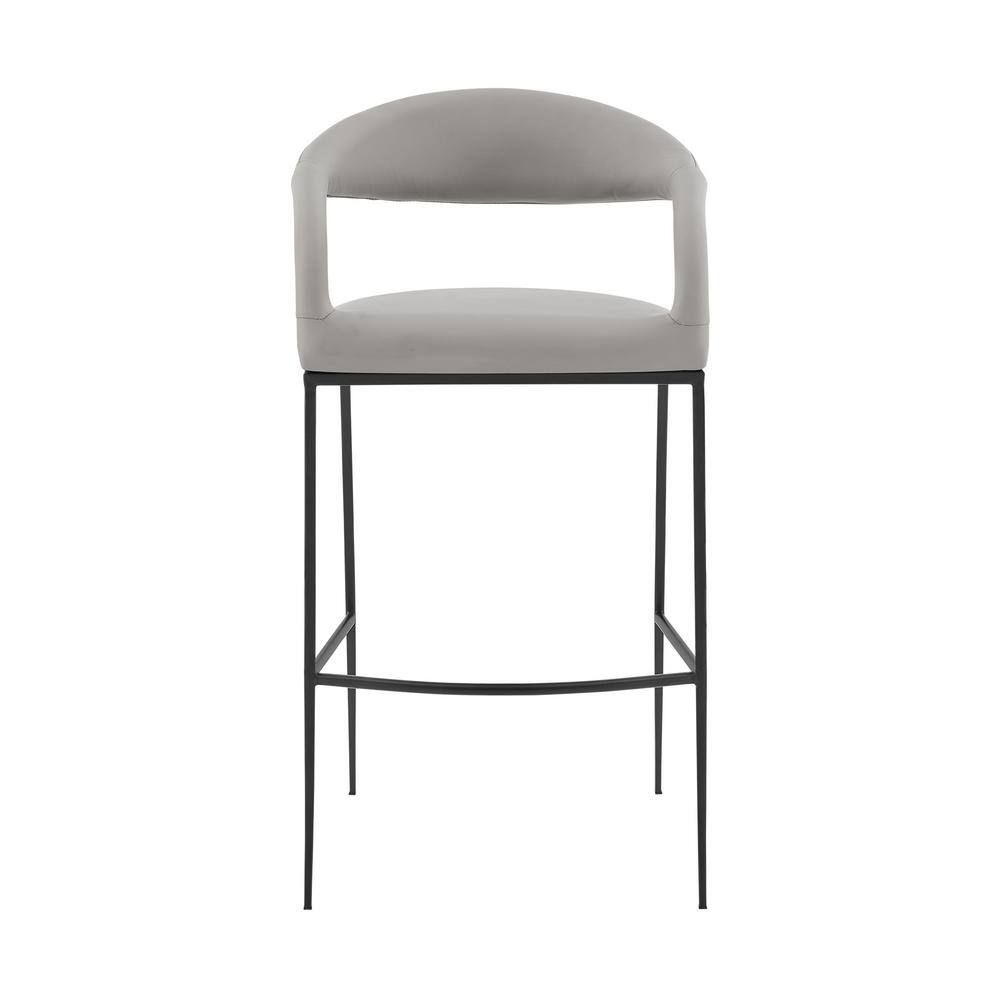 Ramona 26" Light Gray Faux Leather and Iron Counter Stool